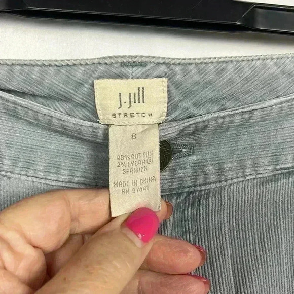 J. Jill Womens Pants Pale Gray/Blue 8 Corduroy Flare Button/Zip Belt Loops Soft - Picture 3 of 12